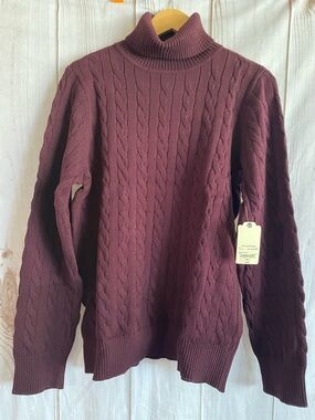 St. John's Bay Womens Turtleneck Long Sleeve Sweater Tall XXL Brugundy XXLT NEW